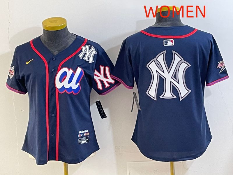 Women 2025 New York Yankees Blank Drak Blue All star Nike MLB Jersey style 014